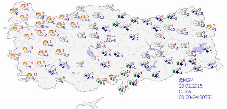 20.02.2015 CUMA GÜNÜ HAVA TAHMİNİ